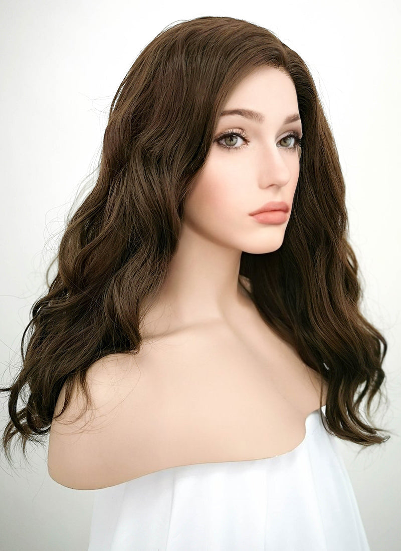 Dark Brown Wavy Lace Front Synthetic Wig LF1265 wigisfashion ca