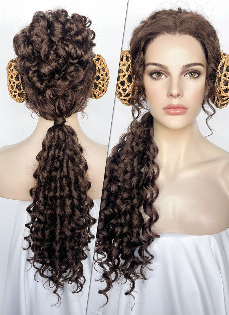 Star Wars Padme Amidala Brunette Braided Lace Front Synthetic Wig LF2145