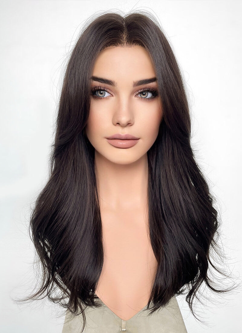 Brunette Curtain Bangs Lace Front Wig WigIsFashion wigisfashion ca