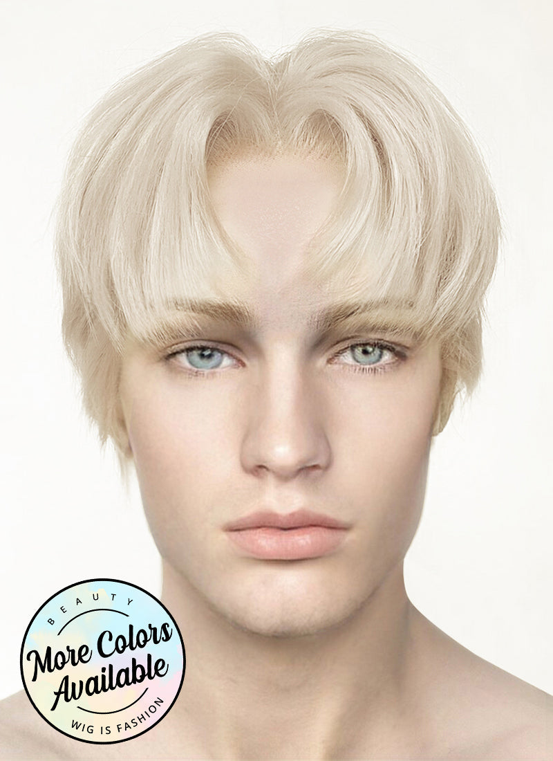 Light Ash Blonde Straight Lace Front Synthetic Men s Wig LF6020