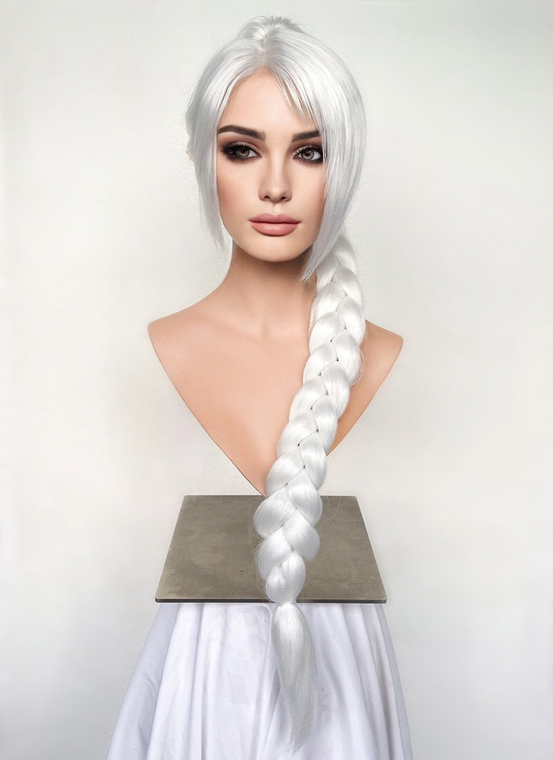 Baldur s Gate 3 Shadowheart White Yaki Straight Lace Front Synthetic Wig With Ponytial Extension LF6048