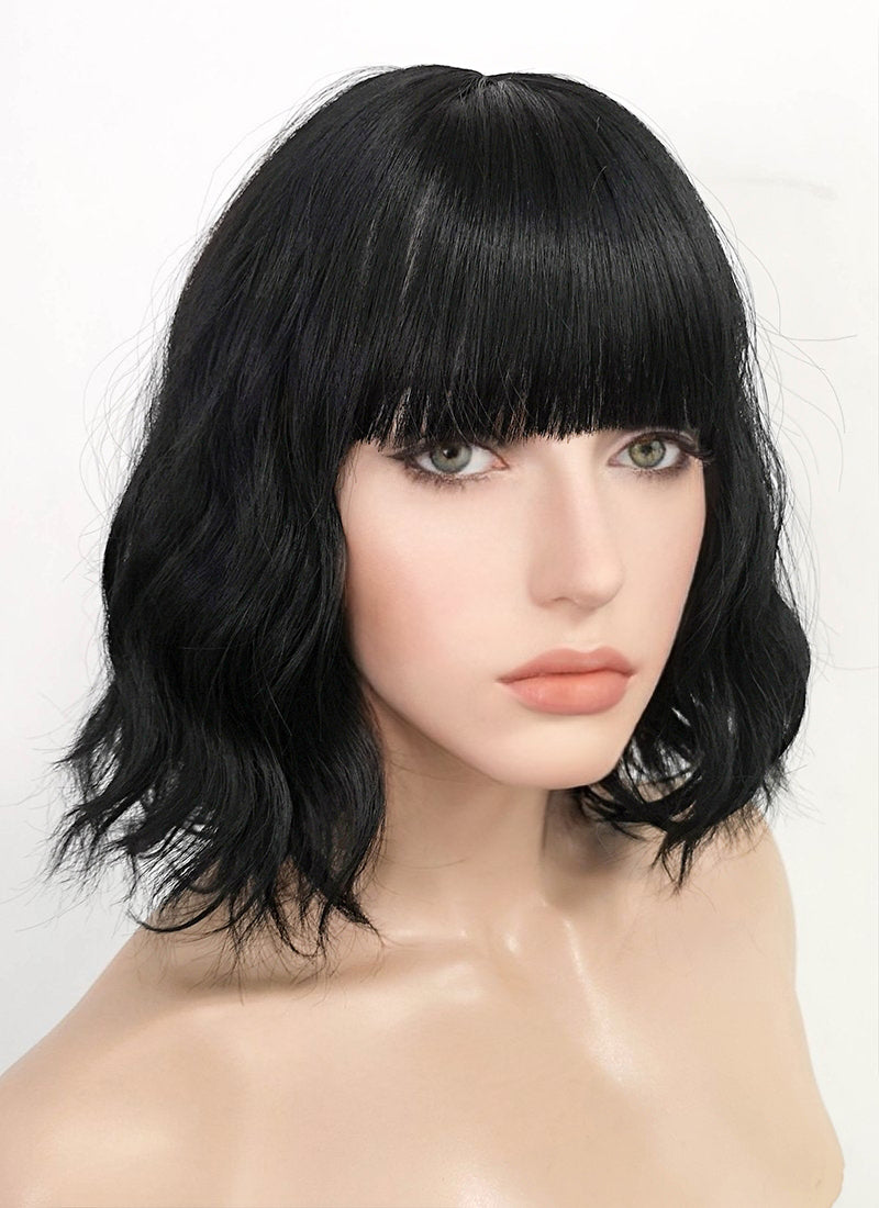 Black Wavy Bob Synthetic Wig NS152 wigisfashion ca