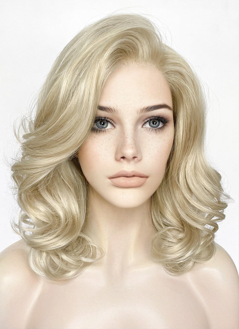 Light Ash Blonde Wavy Lace Front Synthetic Wig LF1319