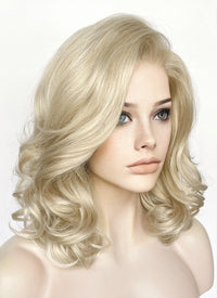 Light Ash Blonde Wavy Lace Front Synthetic Wig LF1319