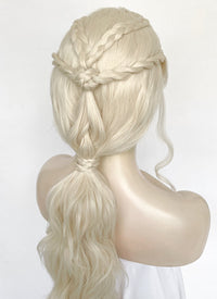 House of the Dragon Queen Rhaenyra Targaryen Platinum Blonde Braided Lace Front Synthetic Wig LF2168