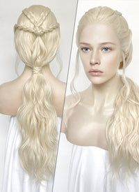 House of the Dragon Queen Rhaenyra Targaryen Platinum Blonde Braided Lace Front Synthetic Wig LF2168