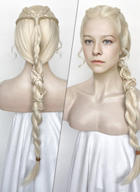 House of the Dragon Queen Rhaenyra Targaryen Platinum Blonde Braided Lace Front Synthetic Wig LF2169