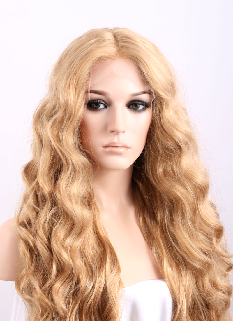 Wavy Golden Blonde Lace Front Synthetic Wig LF244