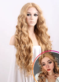 Wavy Golden Blonde Lace Front Synthetic Wig LF244