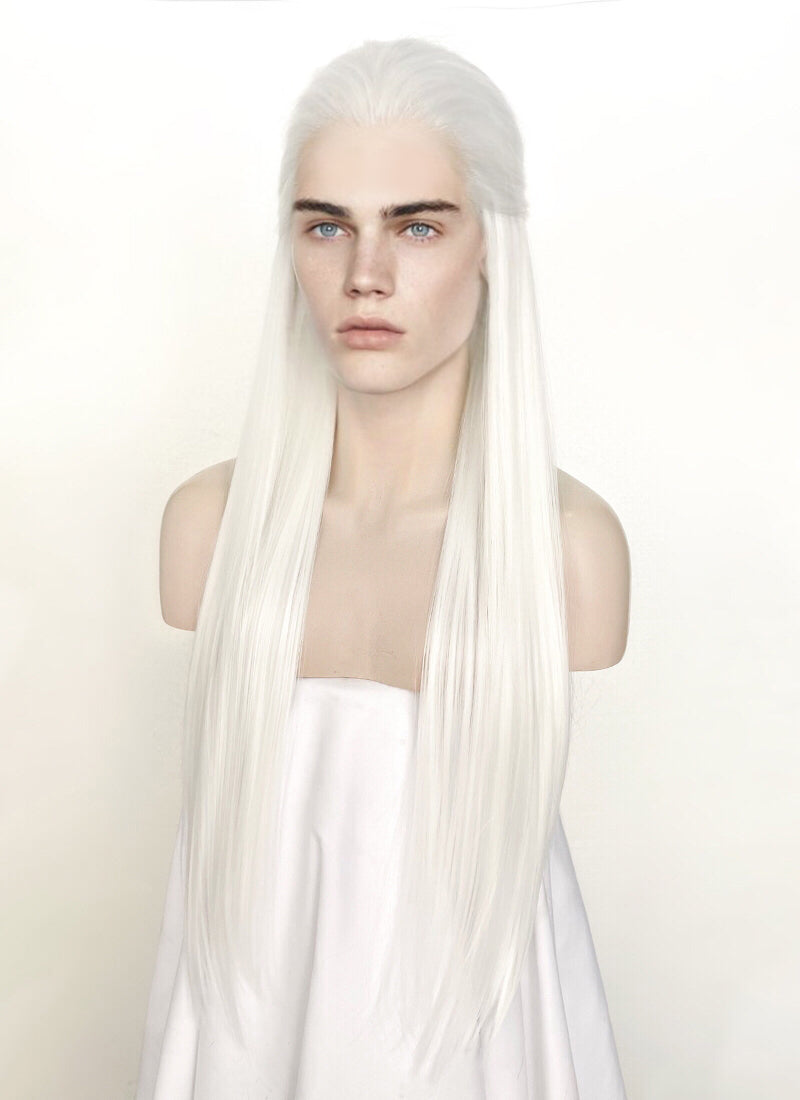 White Straight Lace Front Synthetic Men's Wig LF3270B (Customisable)