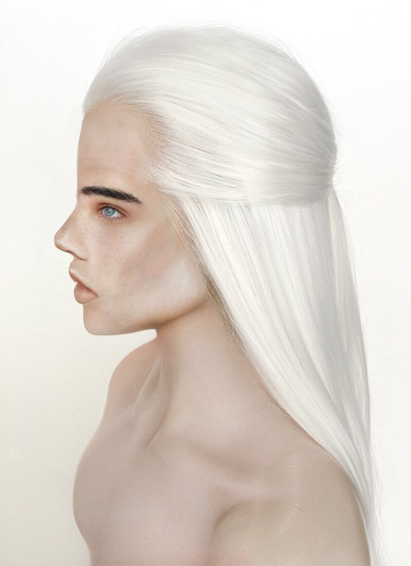 White Straight Lace Front Synthetic Men's Wig LF3270B (Customisable)