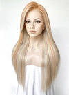 Blonde With Brown Highlights Straight Lace Front Kanekalon Synthetic Hair Wig LF3330