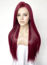 Burgundy Red Straight Lace Front Kanekalon Synthetic Hair Wig LF3335