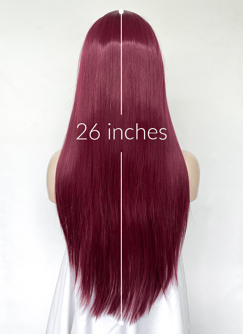 Burgundy Red Straight Lace Front Kanekalon Synthetic Hair Wig LF3335