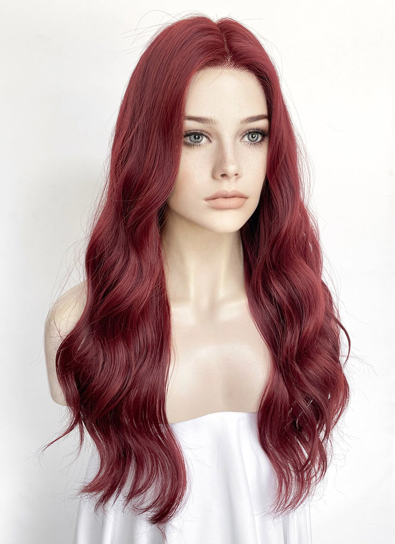 Burgundy Red Wavy Lace Front Synthetic Hair Wig LF3353