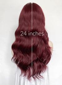 Burgundy Red Wavy Lace Front Synthetic Hair Wig LF3353