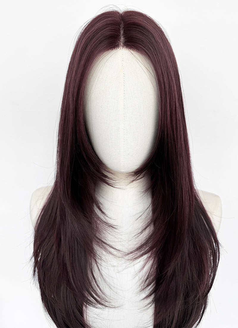 Black Violet Straight Layered Hush Cut Lace Front Synthetic Hair Wig LF3356