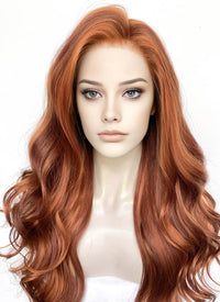 Mixed Auburn Wavy Lace Front Synthetic Wig LF3360