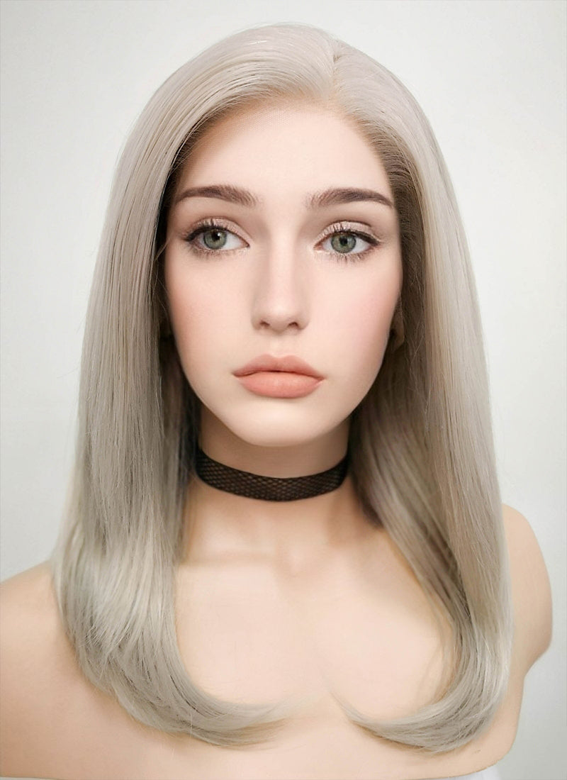 Pastel Grey Blonde Straight Lace Front Synthetic Wig LF509