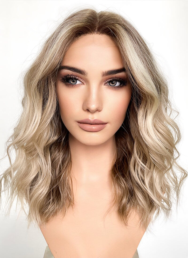 Balayage Blonde Highlights Money Piece Lace Front Wig