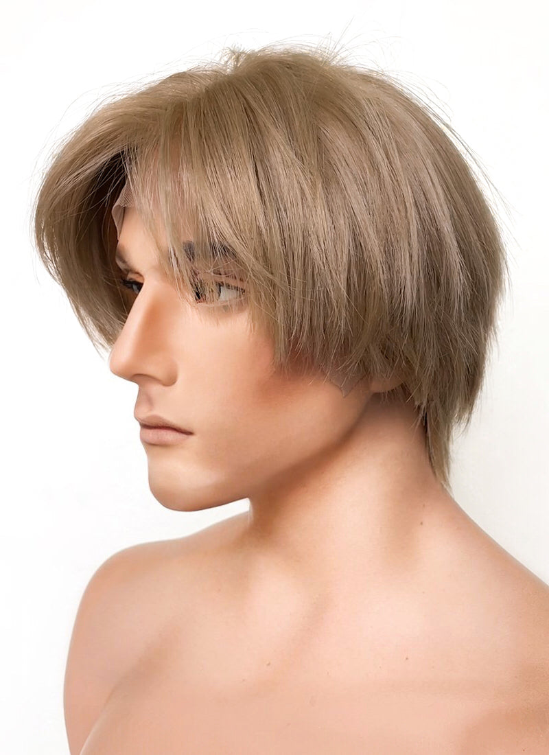 Resident Evil 4 Leon S. Kennedy Brunette Blonde Straight Lace Front Kanekalon Synthetic Men s Wig LF6009