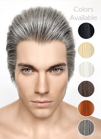 Mixed Grey Straight Lace Front Synthetic Men's Wig LF6010A