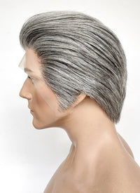 Mixed Grey Straight Lace Front Synthetic Men's Wig LF6010A