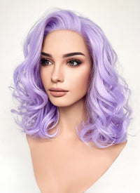 Pastel Purple Wavy Lace Front Synthetic Hair Wig LF6028