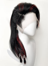 Baldur's Gate 3 Karlach Black Mixed Red Straight Lace Front Synthetic Wig LF6058