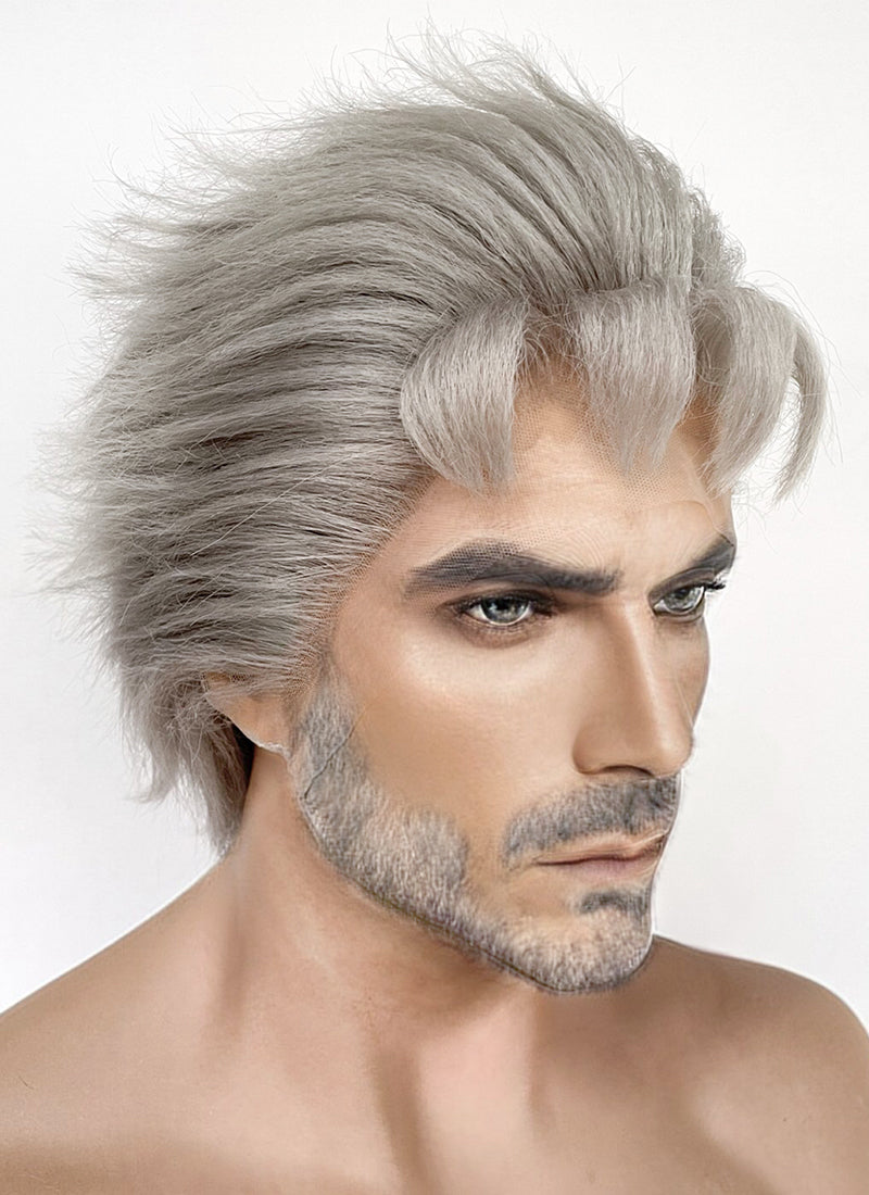 JoJo's Bizarre Adventure Stardust Crusaders Old Joseph Joestar Grey Straight Lace Front Synthetic Men's Wig LF6064