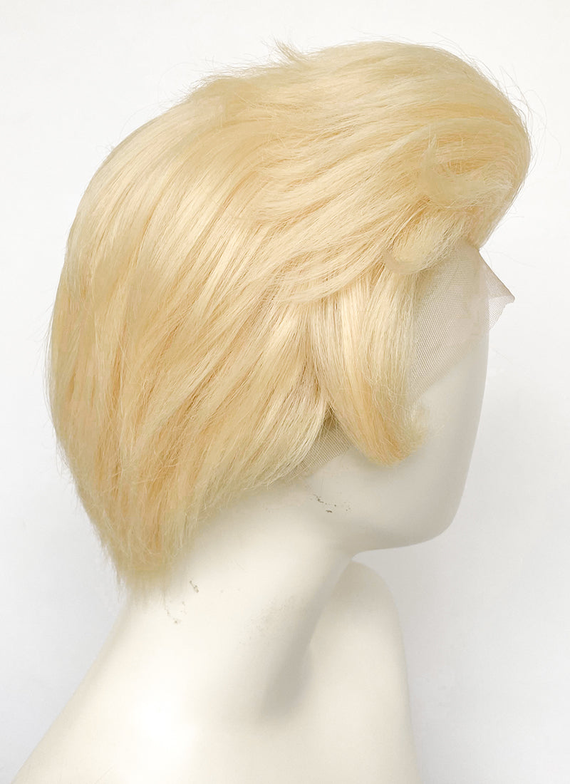 Hazbin Hotel Lucifer Morningstar Blonde Straight Lace Front Synthetic Men's Wig LF6067