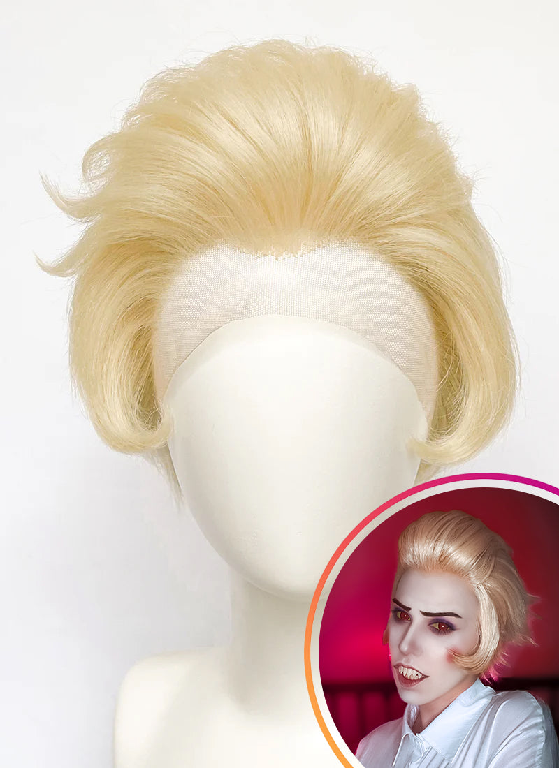 Hazbin Hotel Lucifer Morningstar Blonde Straight Lace Front Synthetic Men's Wig LF6067