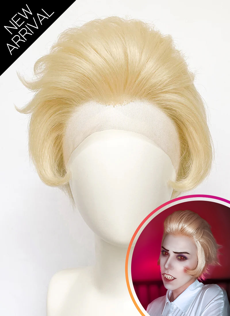 Hazbin Hotel Lucifer Morningstar Blonde Straight Lace Front Synthetic Men's Wig LF6067