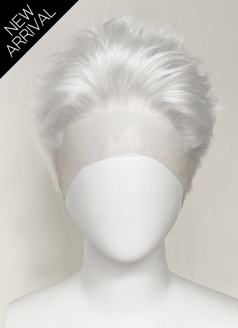 White Wavy Lace Front Synthetic Men's Wig LF6077