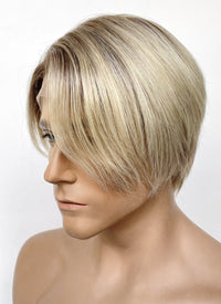 One Piece Sanji Straight Blonde With Brown Roots 13" x 6" Lace Top Kanekalon Synthetic Men's Wig LF6084