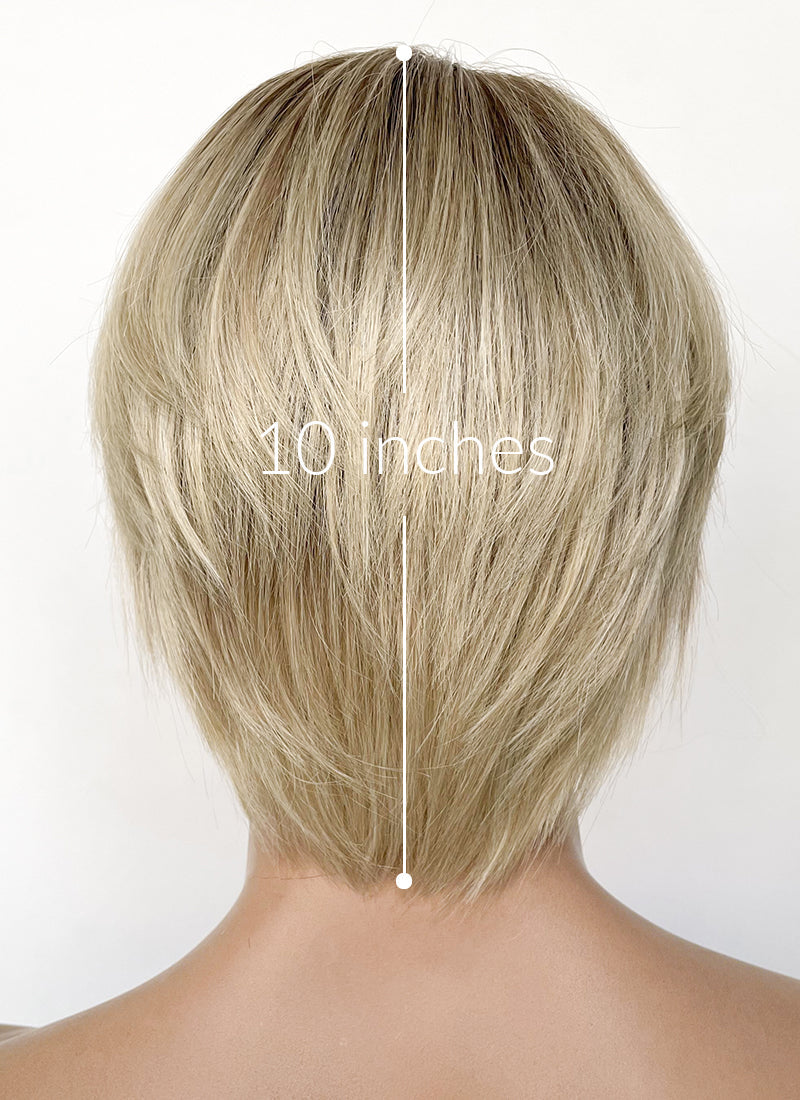 One Piece Sanji Straight Blonde With Brown Roots 13" x 6" Lace Top Kanekalon Synthetic Men's Wig LF6084