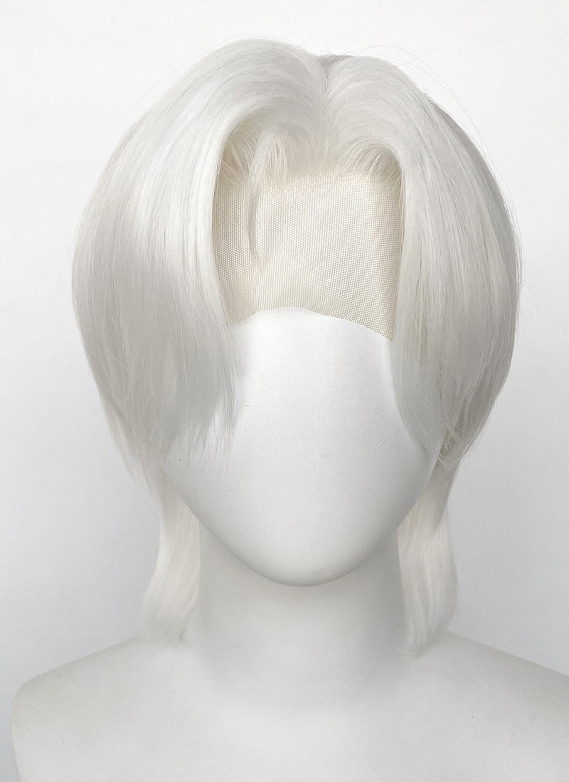 Pure White Straight Lace Front Synthetic Men's Wig LF6086