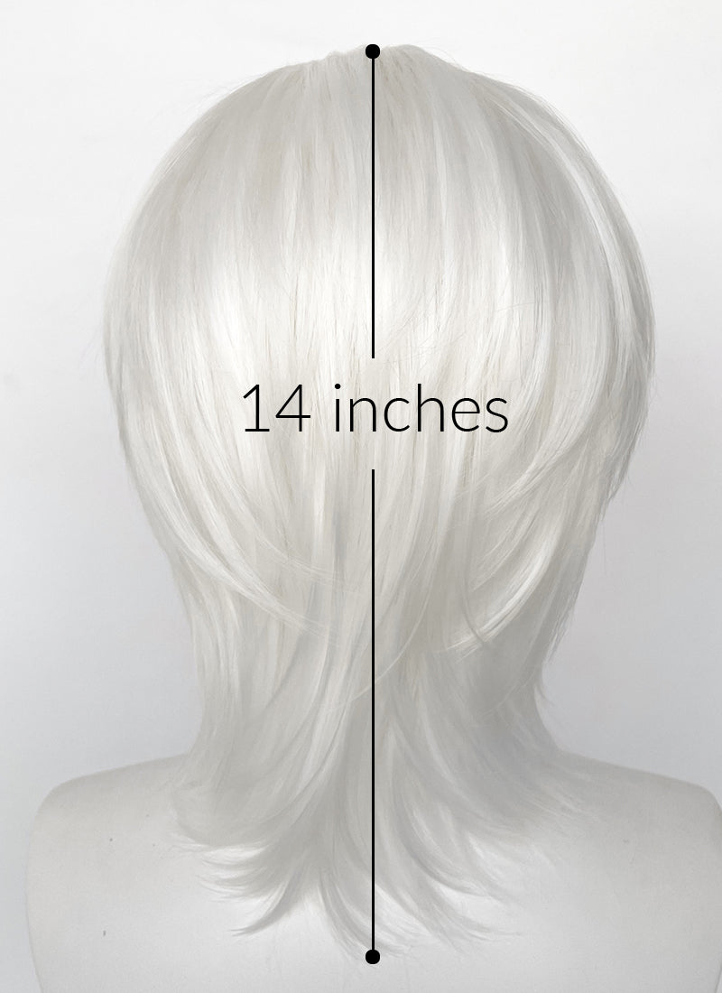 Pure White Straight Lace Front Synthetic Men's Wig LF6086