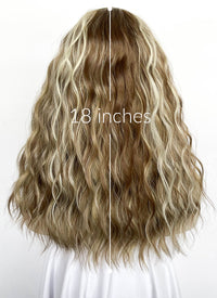 Brown With Blonde Highlights Curly Lace Front Synthetic Wig LF6102