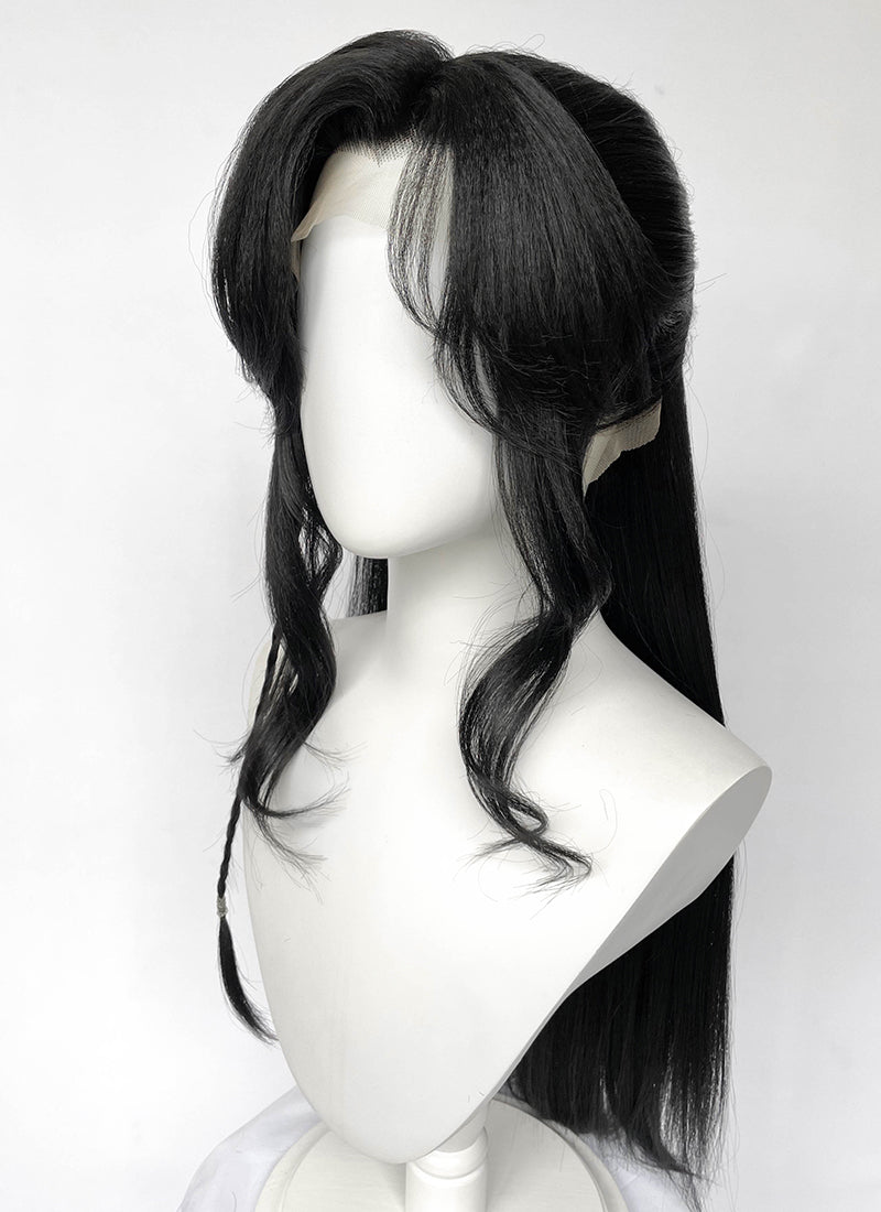 Heaven Official's Blessing Hua Cheng Natural Black Yaki Straight Lace Front Synthetic Men's Wig LF6104