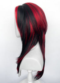 Black Mixed Red Straight Lace Front Synthetic Hair Wig LF8014