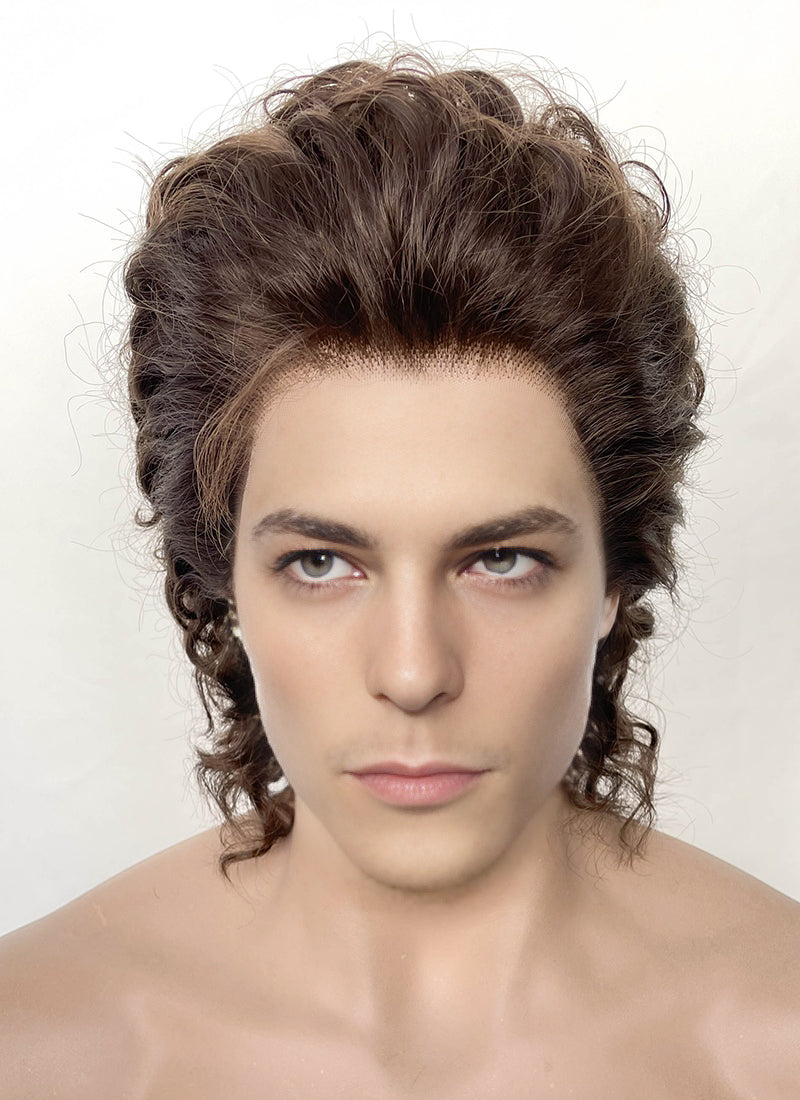 Brunette Curly Lace Front Synthetic Men's Wig LF8017