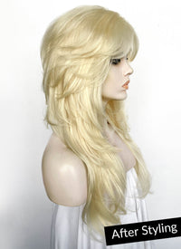 Blonde Curtain Bangs Straight Lace Front Synthetic Wig LF8029