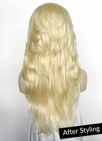 Blonde Curtain Bangs Straight Lace Front Synthetic Wig LF8029