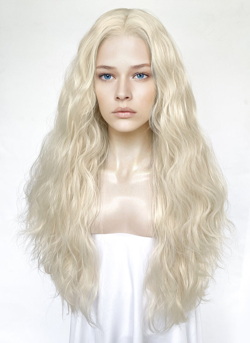 House of the Dragon Queen Rhaenyra Targaryen Platinum Blonde Wavy Lace Front Synthetic Wig LFK5560