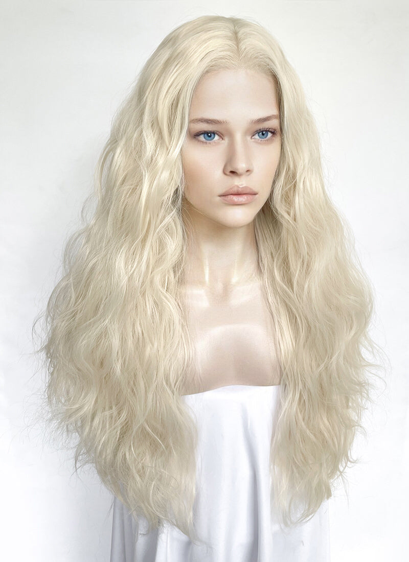 House of the Dragon Queen Rhaenyra Targaryen Platinum Blonde Wavy Lace Front Synthetic Wig LFK5560