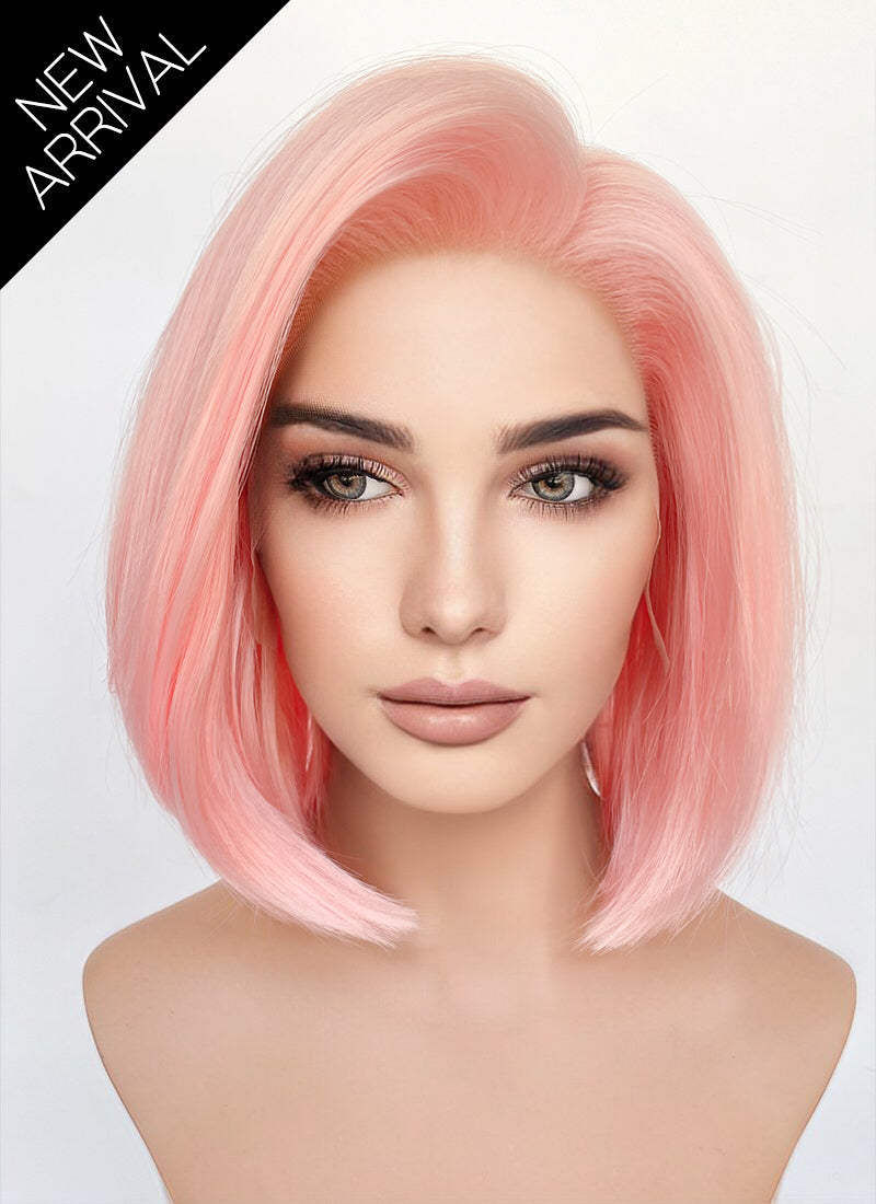 Pastel Pink Straight Bob Lace Front Synthetic Wig LFK5563