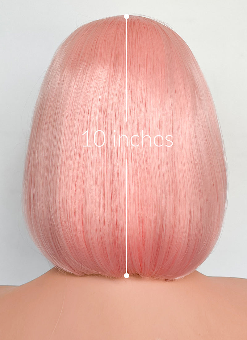 Pastel Pink Straight Bob Lace Front Synthetic Wig LFK5563