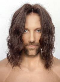 The Lord of the Rings Aragorn Brown Wavy Lace Front Synthetic Men's Wig LFK5569