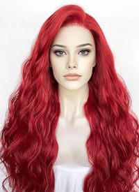 Red Wavy Lace Front Synthetic Wig LFK5574